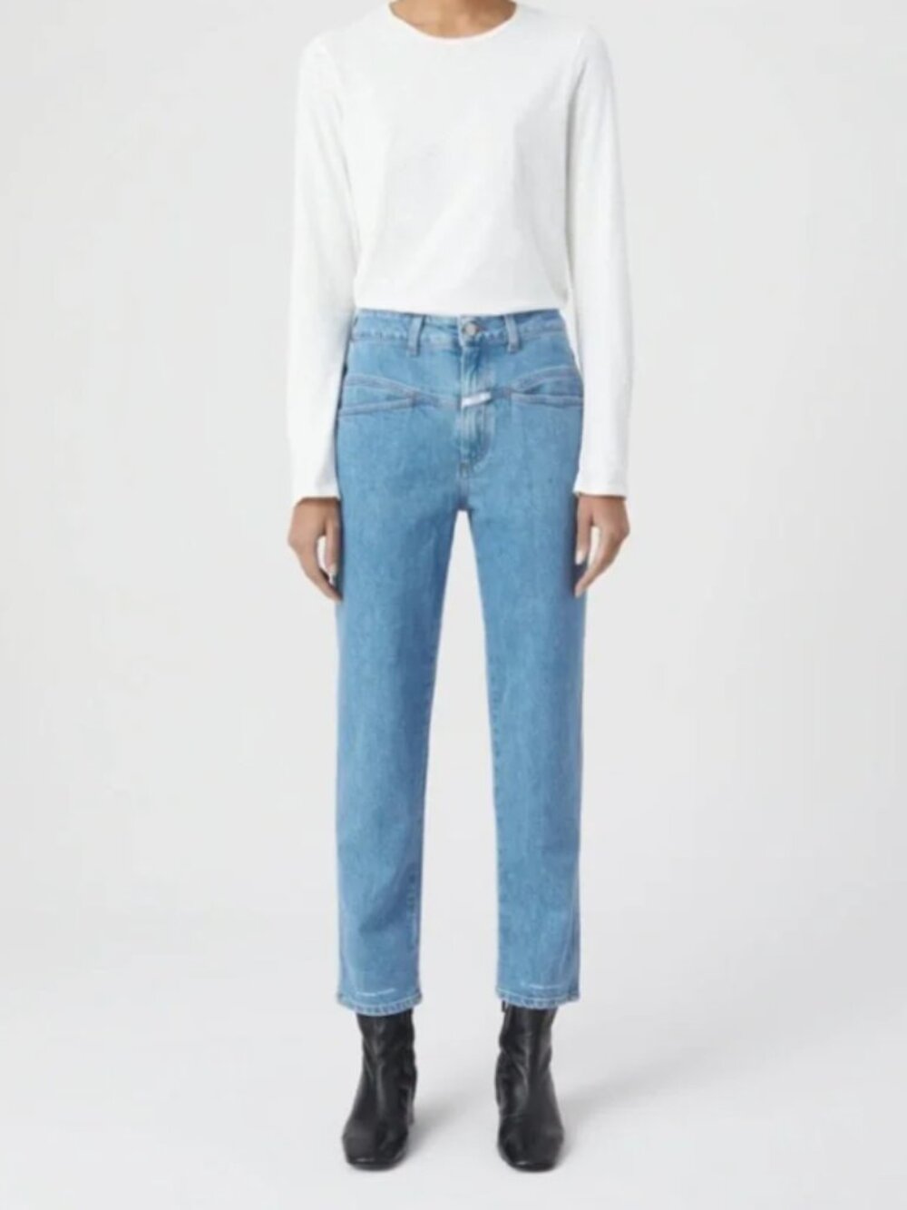 Closed Pedal PusherWomen's High-Rise Tapered Barrel Jeans - Medium Blue